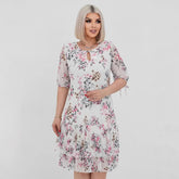 Women's Lace Up Simple Printed Pleated Dress