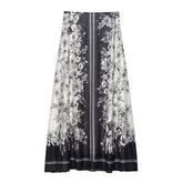 New Summer Design Ethnic Style Floral Print Fluffy Skirt