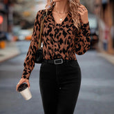 Women's Long-sleeved Printed Leopard Print Loose Chiffon Shirt