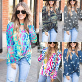 Women's Clothing V-neck Hollow Leopard Print Top