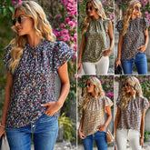 Women's Loose Casual Top Floral Round Neck Shirt