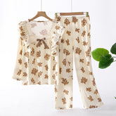 Bowknot Bear Suit Summer Home Short-sleeved Trousers Pajamas