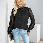 Solid Color Elegant Lace Stitching Blouse