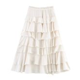 Summer European And American Style Laminated Decoration Midi Skirt Skirt