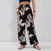 Leaf Pattern Waist Thin Belt Comfortable Casual Pants Trousers