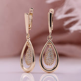 Water Drop Geometry Pine Cone Zircon Earrings