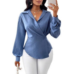 European And American Fashion Commuter Women's Simple Solid Color Long Sleeve Shirt