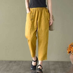 Women's Fashion Personality Ninth Loose Linen Pants