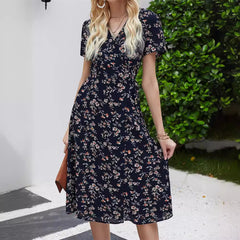 European And American Style Dress Vacation Style Ins Retro Dress Small Floral