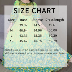 Women's Vibrant Bohemian Embroidered Maxi Dress Retro Ethnic A-Line Swing Dress With Belt