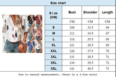 Women's Lapel Feather Printed Shirt Short Sleeve