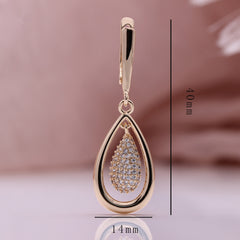 Water Drop Geometry Pine Cone Zircon Earrings