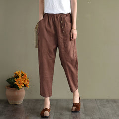 Women's Fashion Personality Ninth Loose Linen Pants