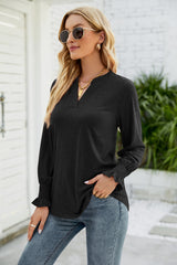 New Women's Casual V-neck Lotus Leaf Sleeve Loose T-shirt