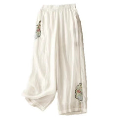 Cropped Pants Cotton Linen Casual Pants Chinese Ethnic