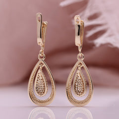 Water Drop Geometry Pine Cone Zircon Earrings