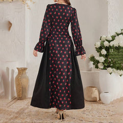 Women's Elegant Floral Print Square Neck Dress With Puff Sleeves & Cinched Waist, Summer Bohemian Dress