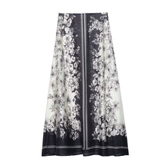 New Summer Design Ethnic Style Floral Print Fluffy Skirt