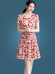 Ice Silk Polka Dot High-end Dress Women's Summer Wear