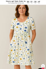 Round Neck Collar T-shirt Short Sleeve Stitching Pocket Skirt