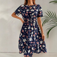 Short Sleeve Round Neck Printed Dress
