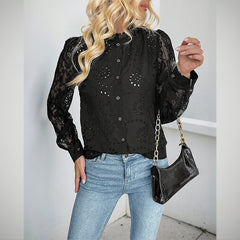 Solid Color Elegant Lace Stitching Blouse