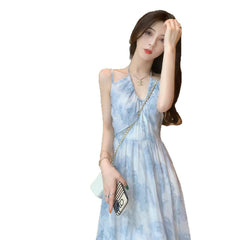 Floral Halter Spaghetti Straps Seaside Vacation Pure Desire Dress