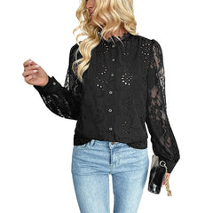 Solid Color Elegant Lace Stitching Blouse