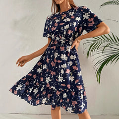 Short Sleeve Round Neck Printed Dress