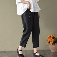 Women's Fashion Personality Ninth Loose Linen Pants