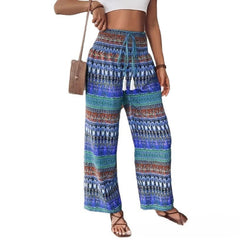 Women's Printed Wear Casual High Waist Elastic Trousers