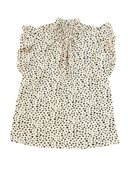 Women's Leopard Print Ruffled Sleeveless Chiffon Shirt