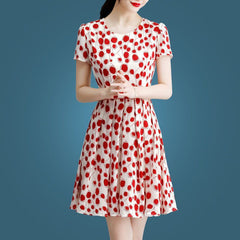 Ice Silk Polka Dot High-end Dress Women's Summer Wear