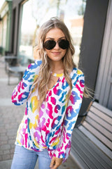 Women's Clothing V-neck Hollow Leopard Print Top