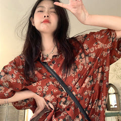 Floral Shirt Casual Loose Top Men And Women