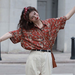 Floral Shirt Casual Loose Top Men And Women