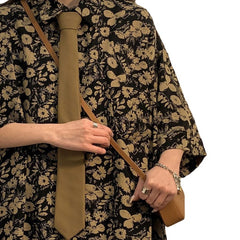 Hong Kong Style Flower Loose Short Sleeve Shirt Top Summer Thin