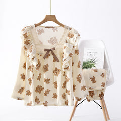 Bowknot Bear Suit Summer Home Short-sleeved Trousers Pajamas