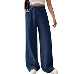 European And American Women's Clothing Casual Wide Leg Lace-up Pocket Casual Pants