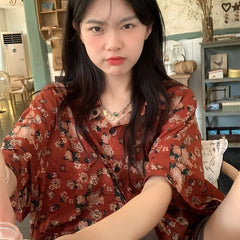 Floral Shirt Casual Loose Top Men And Women