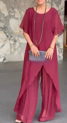 Women's Long Irregular Top Loose Trousers Suit