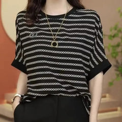 Loose Short-sleeved T-shirt For Women High-end Versatile Outerwear Shirt