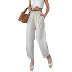 Women's Fashionable White Elegant Cropped Pants