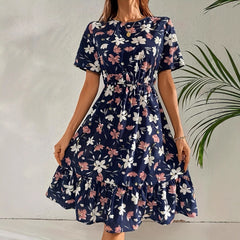 Short Sleeve Round Neck Printed Dress