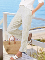 Women's Striped Pants Loose Elastic Waist