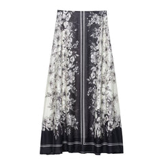 New Summer Design Ethnic Style Floral Print Fluffy Skirt