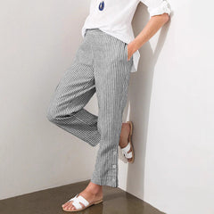 Women's Striped Pants Loose Elastic Waist