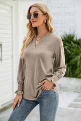 New Women's Casual V-neck Lotus Leaf Sleeve Loose T-shirt