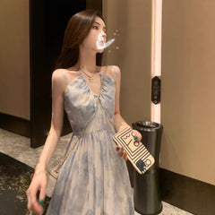 Floral Halter Spaghetti Straps Seaside Vacation Pure Desire Dress