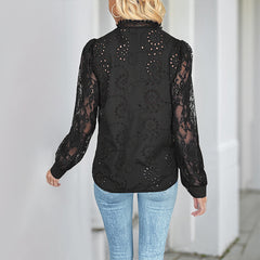 Solid Color Elegant Lace Stitching Blouse
